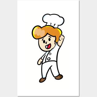 chef cartoon character  drawing Posters and Art